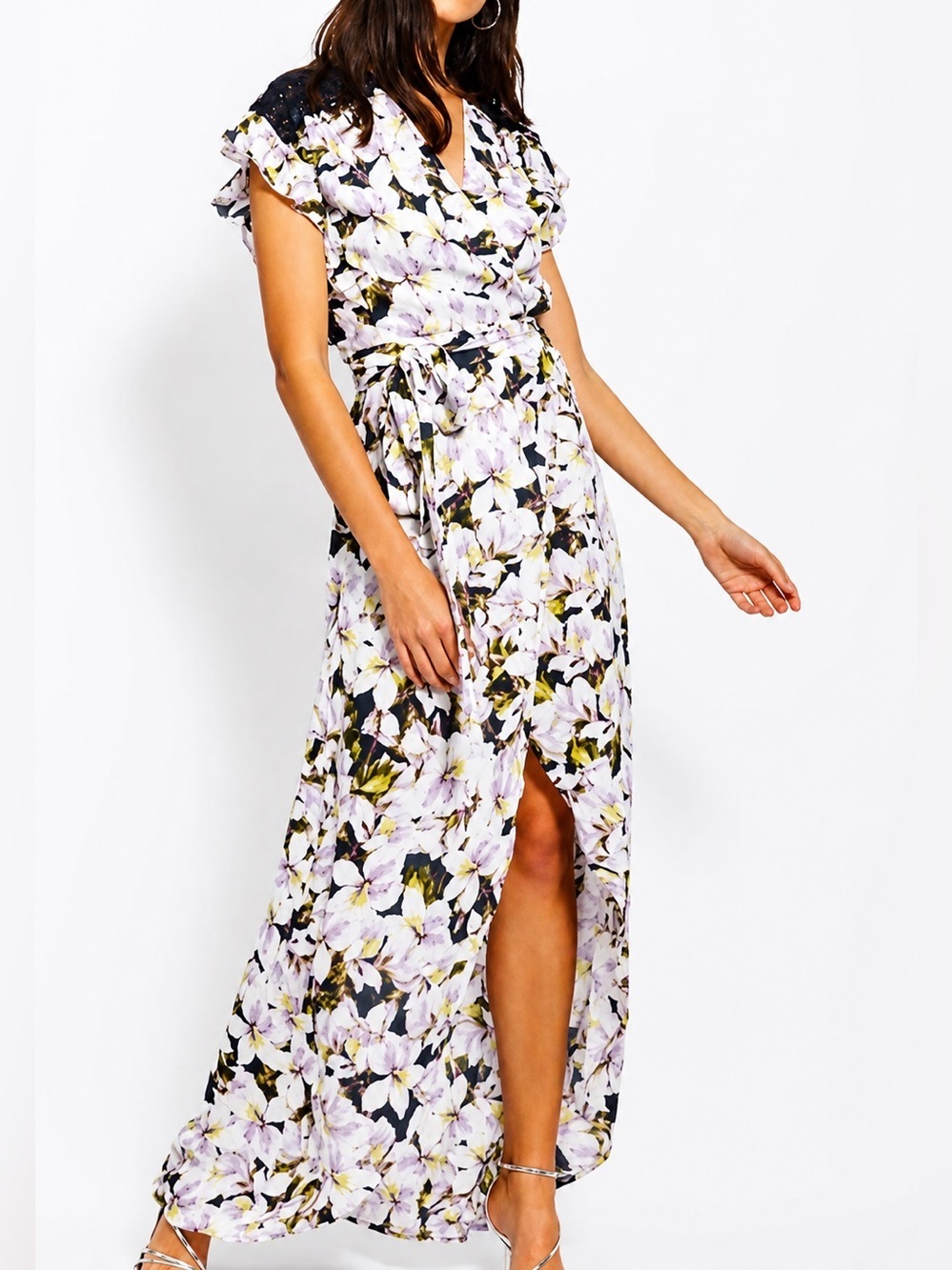 Happy X Nature purple/navy floral maxi dress, small
